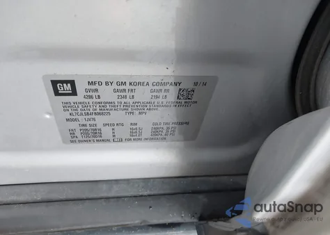 2015 Chevrolet Trax 1Lt z USA, uszkodzony, nr VIN KL7CJLSB4FB068225